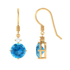 4.25 CT Swiss Blue Topaz Solitaire Dangle Earrings with Moissanite Swiss Blue Topaz - ( AAA ) - Quality - Rosec Jewels