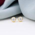 Bezel Set Round Shape Solitaire Moissanite Stud Earrings Moissanite - ( D-VS1 ) - Color and Clarity - Rosec Jewels