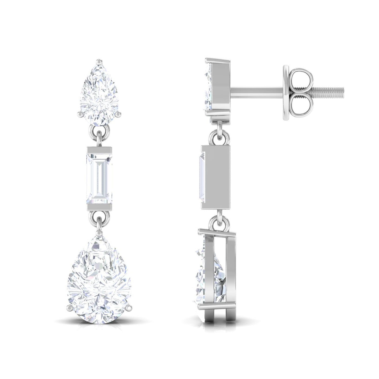 2.25 CT Certified Moissanite Minimal Dangle Earrings Moissanite - ( D-VS1 ) - Color and Clarity - Rosec Jewels