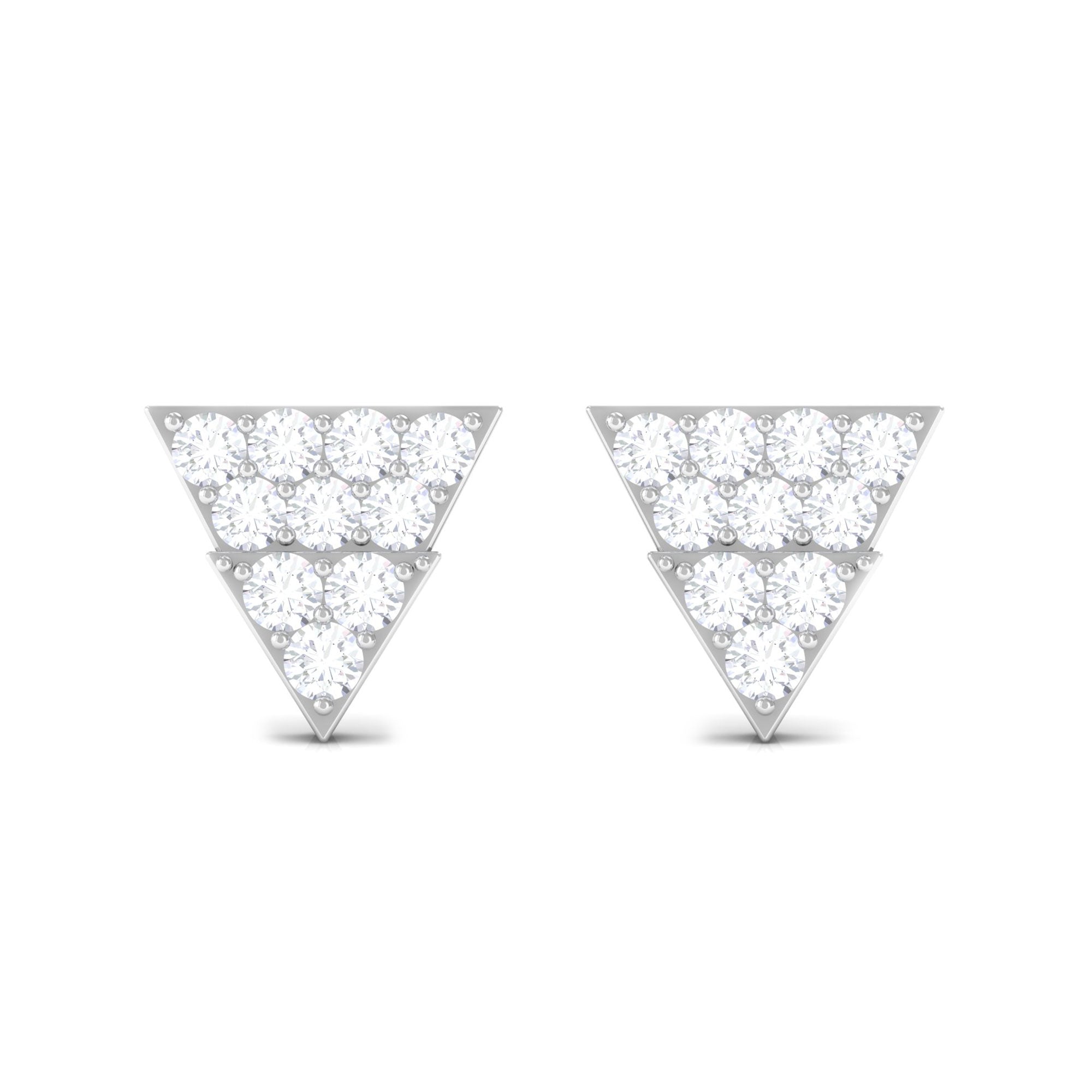 1/2 CT Zircon Triangle Gold Stud Earrings in Pave Setting Zircon - ( AAAA ) - Quality - Rosec Jewels