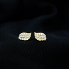 1/4 CT Certified Moissanite Leaf Stud Earrings in Pave Setting Moissanite - ( D-VS1 ) - Color and Clarity - Rosec Jewels