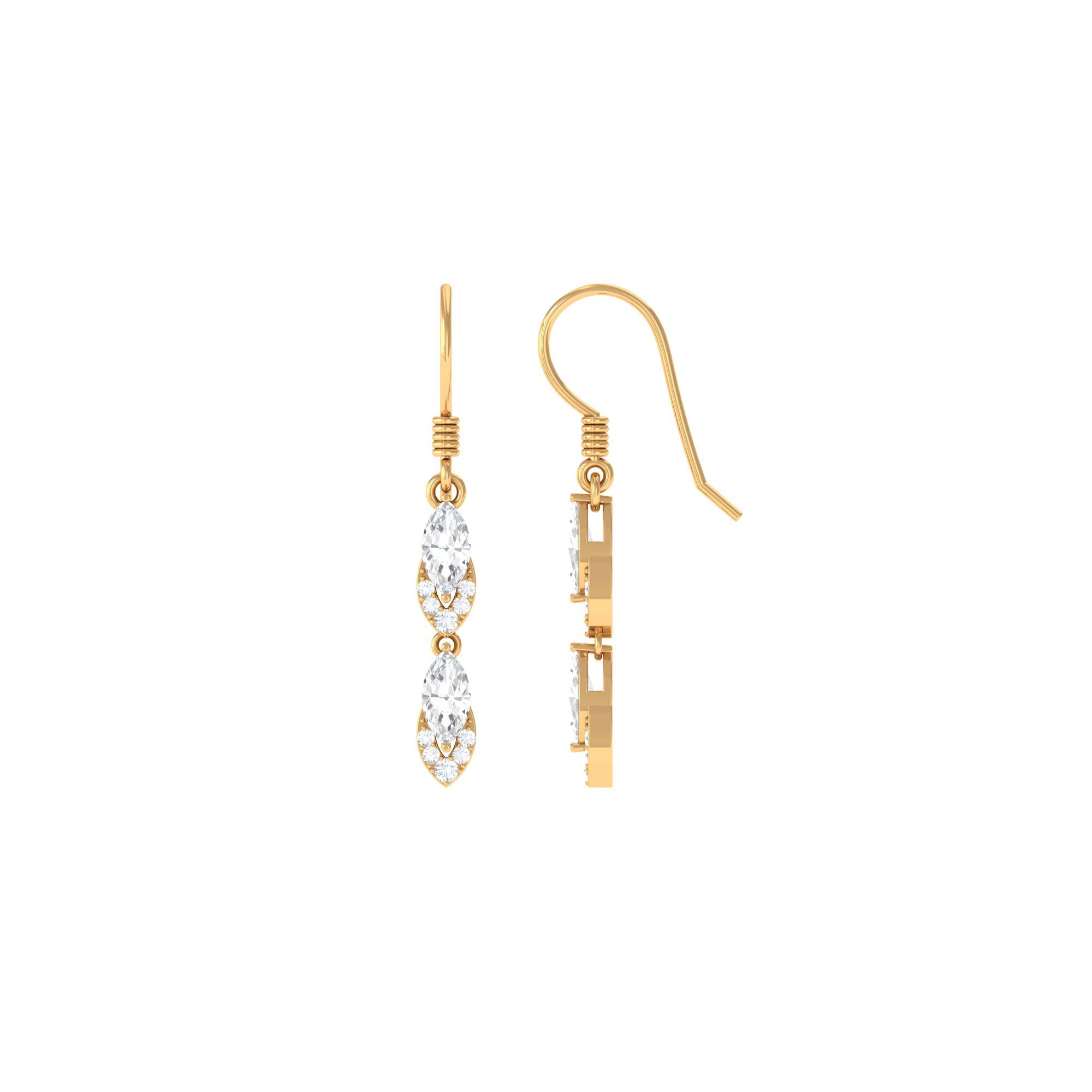 1.50 CT Zircon Minimal Dangle Earrings in Gold Zircon - ( AAAA ) - Quality - Rosec Jewels