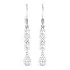 2.25 CT Oval and Round Cut Cubic Zirconia Dangle Earrings Zircon - ( AAAA ) - Quality - Rosec Jewels