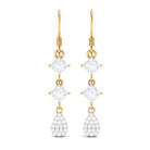 2 CT Princess and Round Cut Zircon Drop Dangle Earrings Zircon - ( AAAA ) - Quality - Rosec Jewels