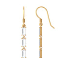 2 CT Baguette Cut Zircon Three Stone Dangle Earrings Zircon - ( AAAA ) - Quality - Rosec Jewels