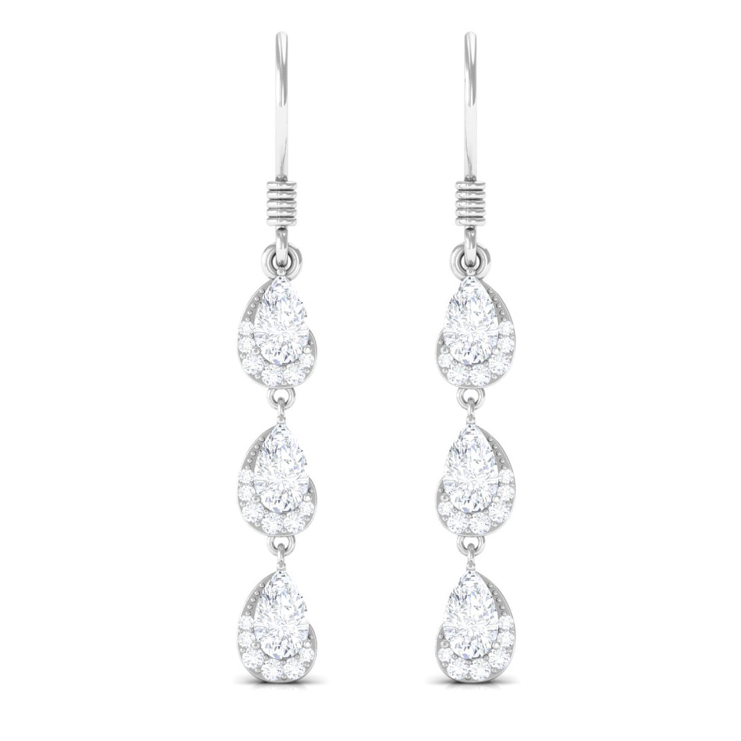 2 CT Pear and Round Cut Zircon Dangle Earrings Zircon - ( AAAA ) - Quality - Rosec Jewels