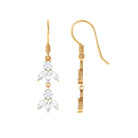 1.75 CT Nature Inspired Zircon Dangle Earrings in Gold Zircon - ( AAAA ) - Quality - Rosec Jewels