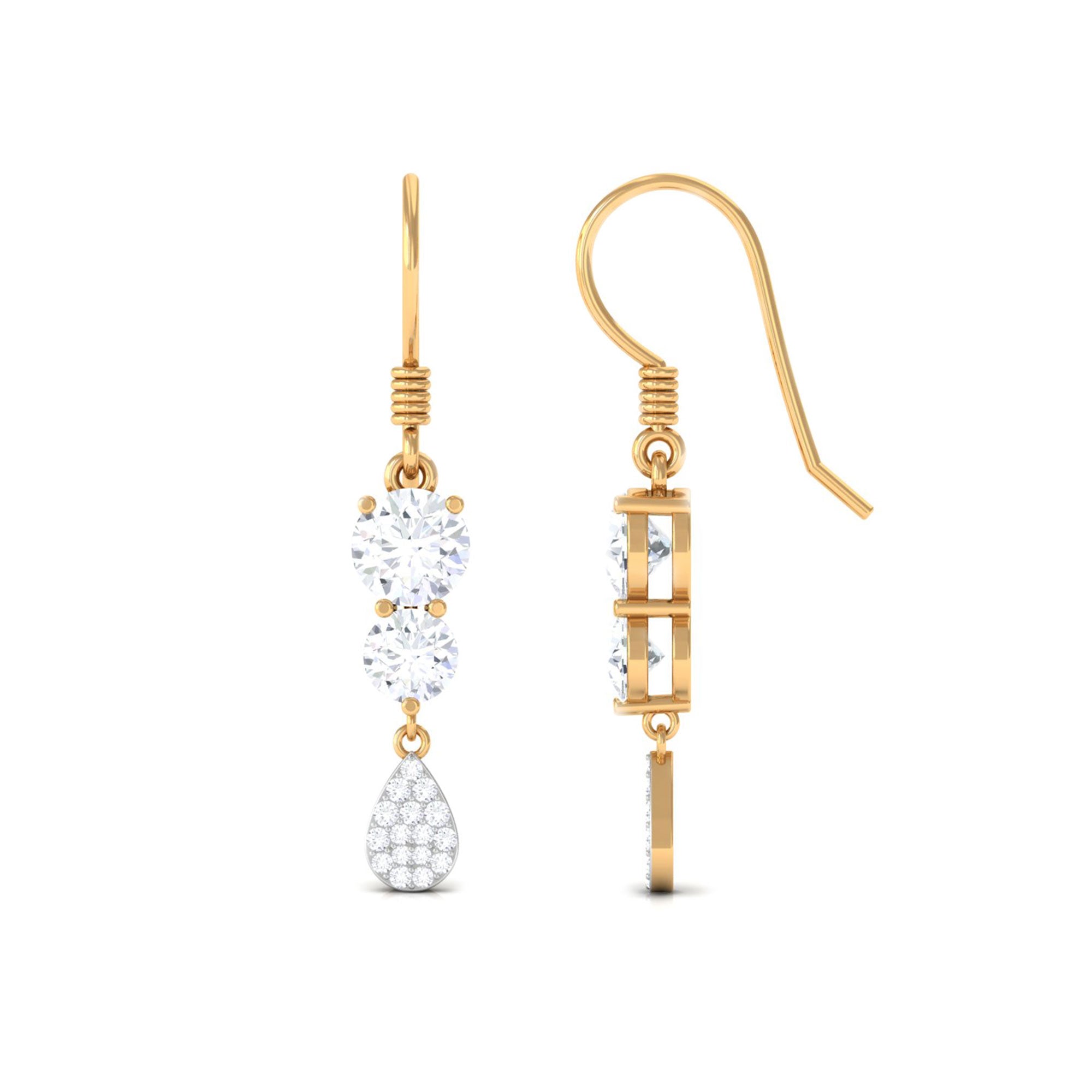 1.75 CT Zircon Minimal Dangle Earrings in Gold Zircon - ( AAAA ) - Quality - Rosec Jewels