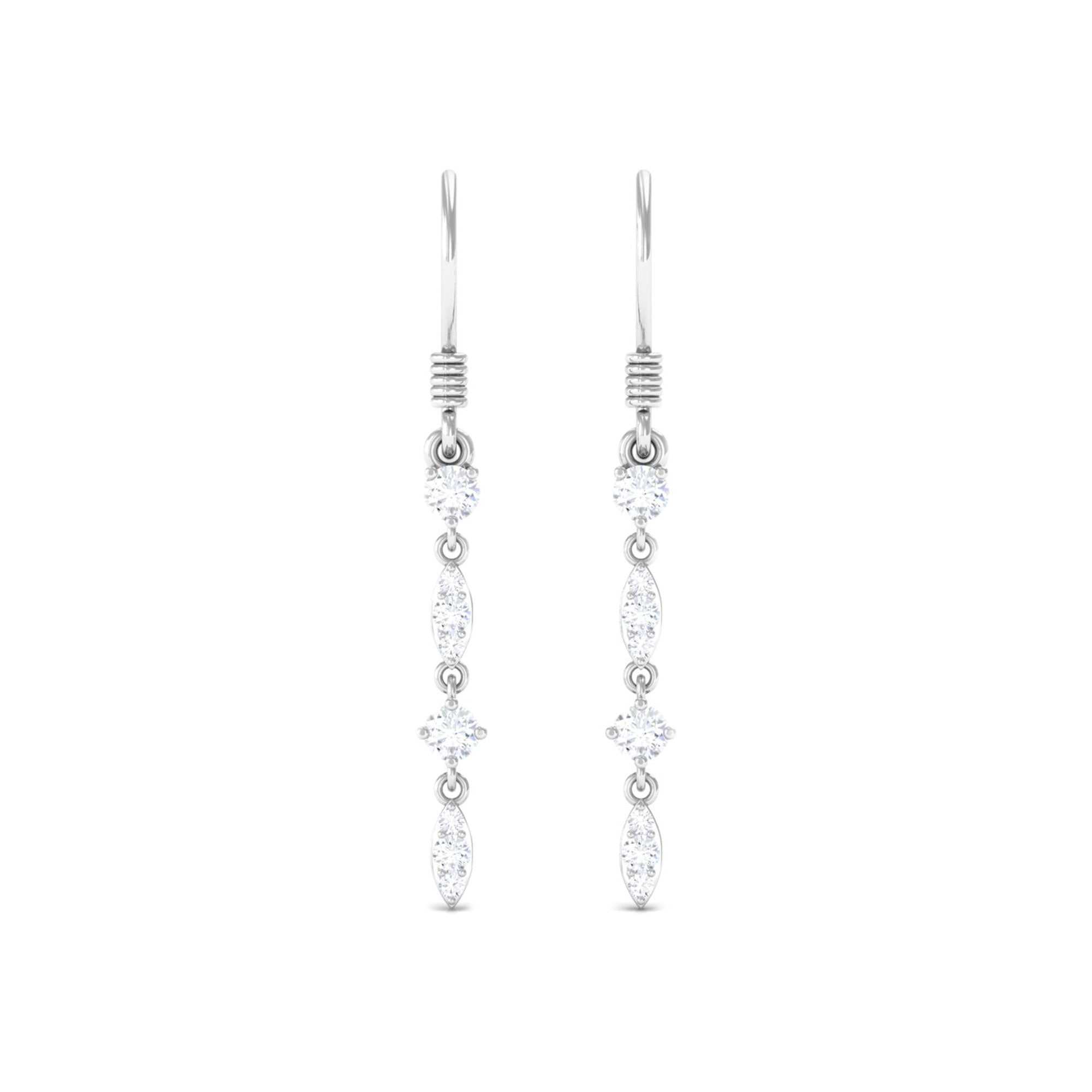 1/2 CT Simple Moissanite Gold Dangle Earrings Moissanite - ( D-VS1 ) - Color and Clarity - Rosec Jewels