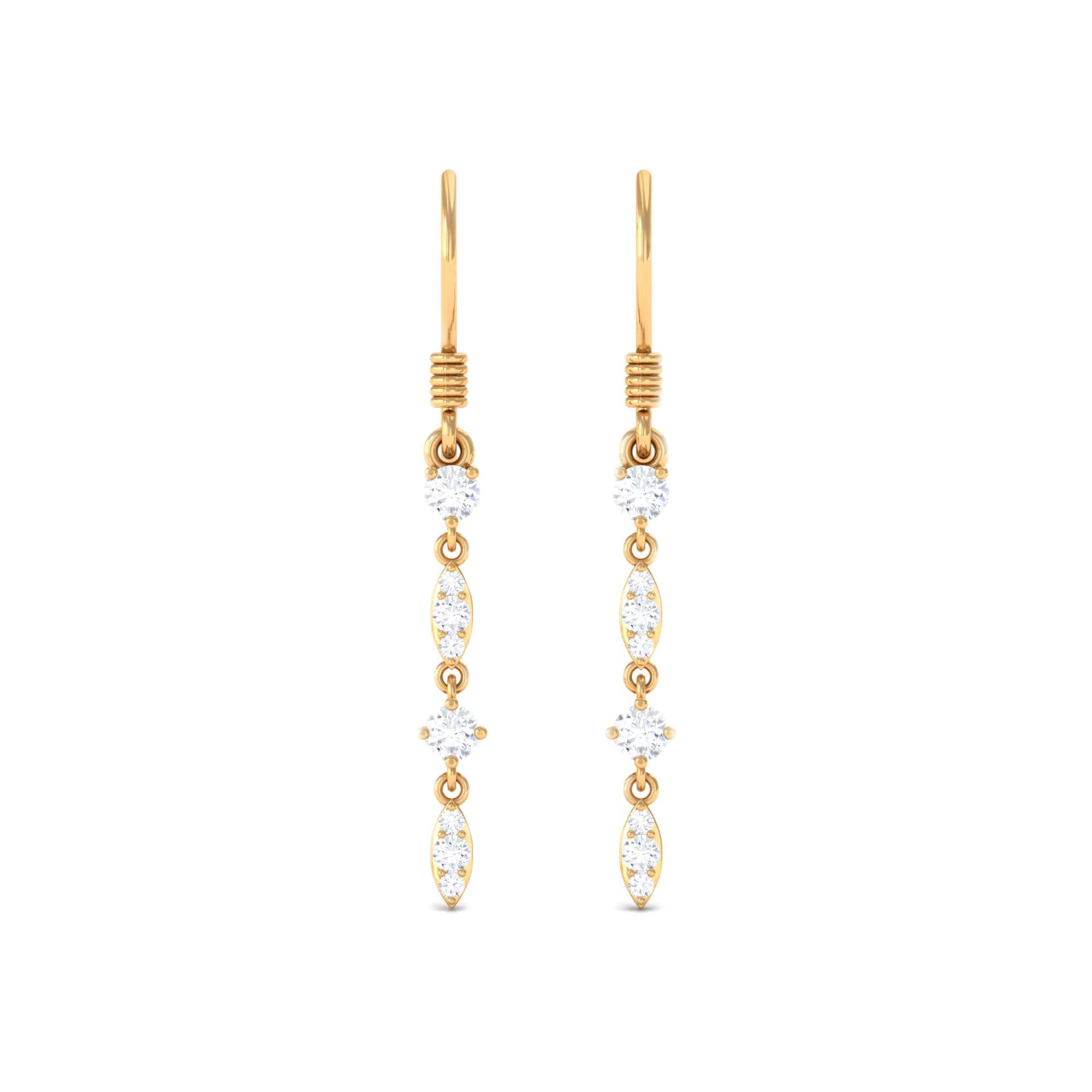 1/2 CT Simple Moissanite Gold Dangle Earrings Moissanite - ( D-VS1 ) - Color and Clarity - Rosec Jewels