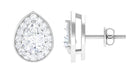 Pear Shape Lab Grown Diamond Classic Halo Stud Earrings Lab Grown Diamond - ( EF-VS ) - Color and Clarity - Rosec Jewels