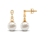 Freshwater Pearl and Diamond Drop Earrings Freshwater Pearl - ( AAA ) - Quality - Rosec Jewels