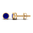 Bezel Set Created Blue Sapphire Solitaire Stud Earrings Lab Created Blue Sapphire - ( AAAA ) - Quality - Rosec Jewels