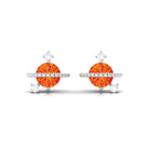 0.75 CT Orange Sapphire Celestial Stud Earrings with Diamond Orange Sapphire - ( AAA ) - Quality - Rosec Jewels