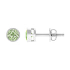 0.75 CT Green Sapphire Solitaire Stud Earrings in Bezel Setting Green Sapphire - ( AAA ) - Quality - Rosec Jewels