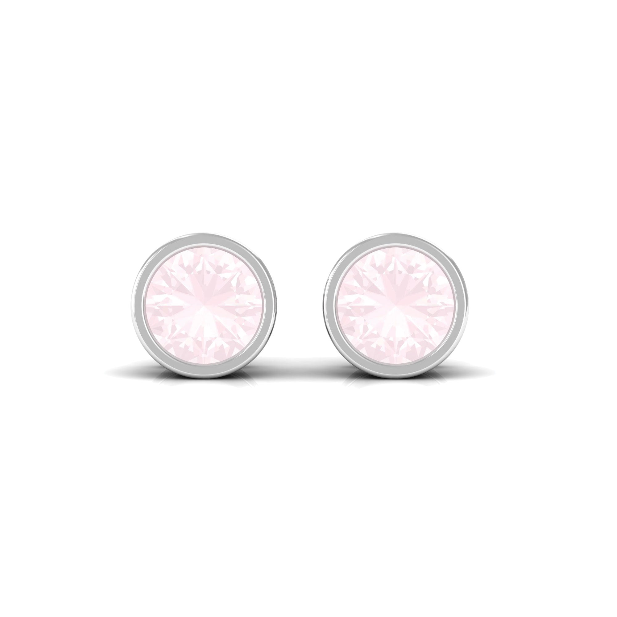 0.50 CT Rose Quartz Solitaire Stud Earrings in Bezel Setting Rose Quartz - ( AAA ) - Quality - Rosec Jewels