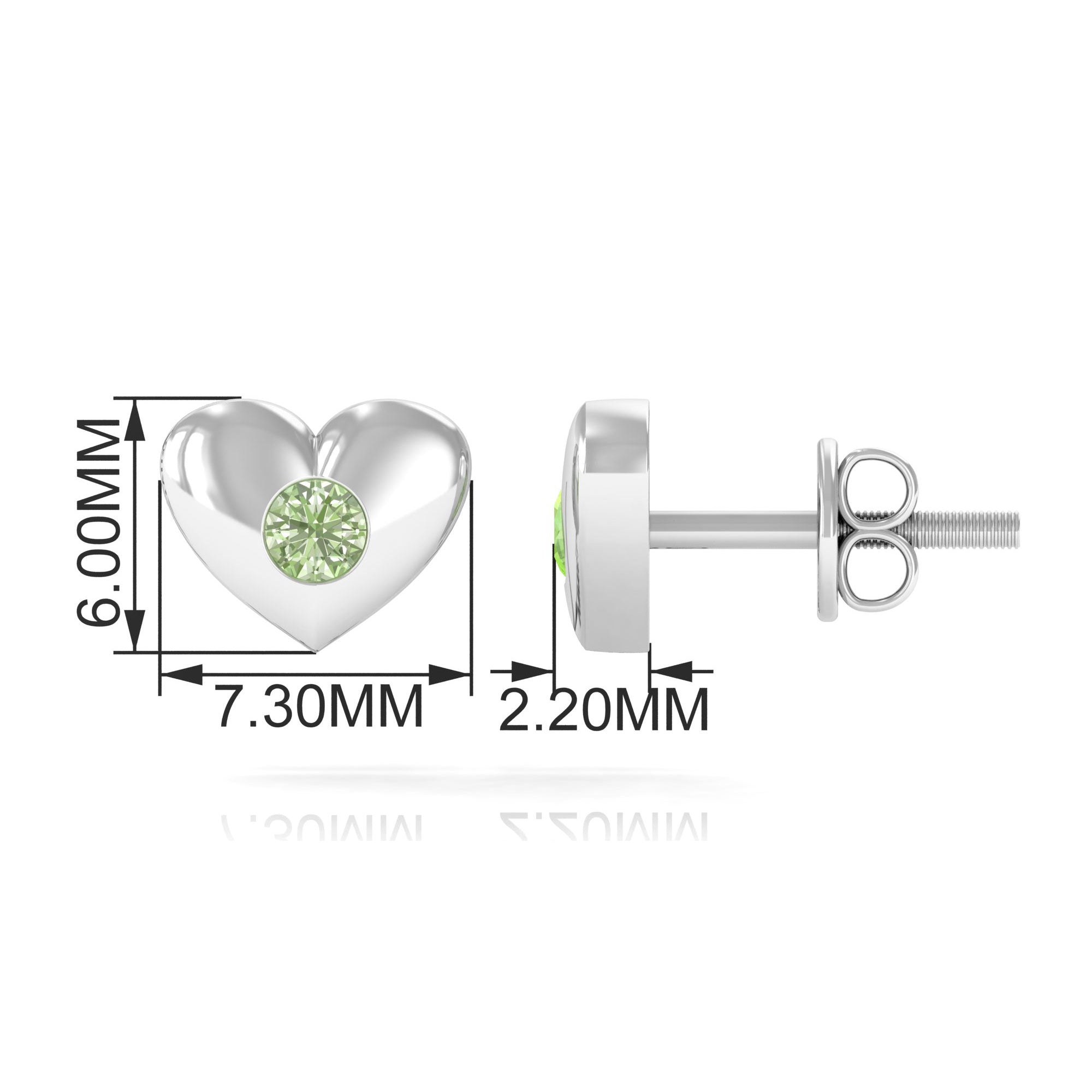 Gypsy Set Green Sapphire Heart Stud Earrings Green Sapphire - ( AAA ) - Quality - Rosec Jewels