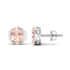 1.50 CT Oval Morganite Stud Earrings with Diamond Accent Morganite - ( AAA ) - Quality - Rosec Jewels