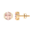 1.50 CT Oval Morganite Stud Earrings with Diamond Accent Morganite - ( AAA ) - Quality - Rosec Jewels