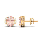 1.50 CT Oval Morganite Stud Earrings with Diamond Accent Morganite - ( AAA ) - Quality - Rosec Jewels