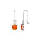 Simple Orange Sapphire and Diamond Drop Earrings Orange Sapphire - ( AAA ) - Quality - Rosec Jewels