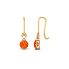 Simple Orange Sapphire and Diamond Drop Earrings Orange Sapphire - ( AAA ) - Quality - Rosec Jewels