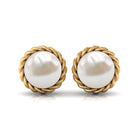 Real Freshwater Pearl Solitaire Stud Earrings with Rope Frame Detail Freshwater Pearl - ( AAA ) - Quality - Rosec Jewels