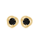 Solitaire Created Black Diamond Swirl Stud Earrings in 3 Prong Setting Lab Created Black Diamond - ( AAAA ) - Quality - Rosec Jewels