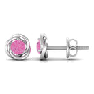 0.75 CT Pink Sapphire Swirl Stud Earrings in Prong Setting Pink Sapphire - ( AAA ) - Quality - Rosec Jewels