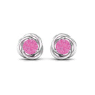 0.75 CT Pink Sapphire Swirl Stud Earrings in Prong Setting Pink Sapphire - ( AAA ) - Quality - Rosec Jewels