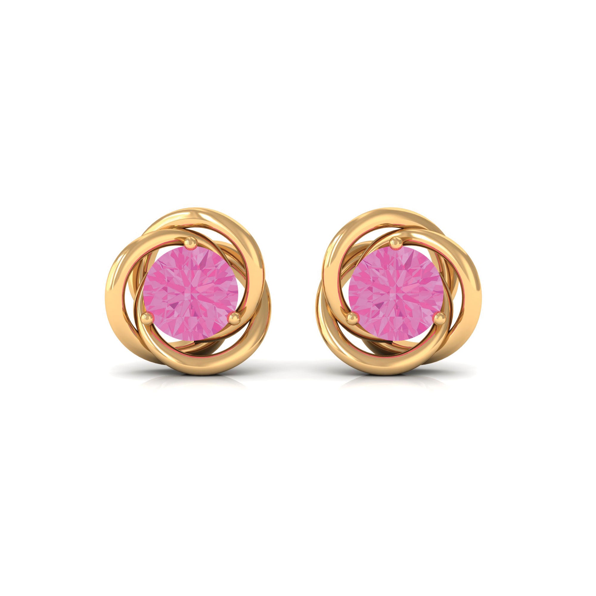 0.75 CT Pink Sapphire Swirl Stud Earrings in Prong Setting Pink Sapphire - ( AAA ) - Quality - Rosec Jewels