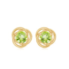 Solitaire Peridot Swirl Stud Earrings Peridot - ( AAA ) - Quality - Rosec Jewels