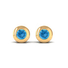 0.5 CT Bezel Set Swiss Blue Topaz Solitaire Stud Earrings Swiss Blue Topaz - ( AAA ) - Quality - Rosec Jewels