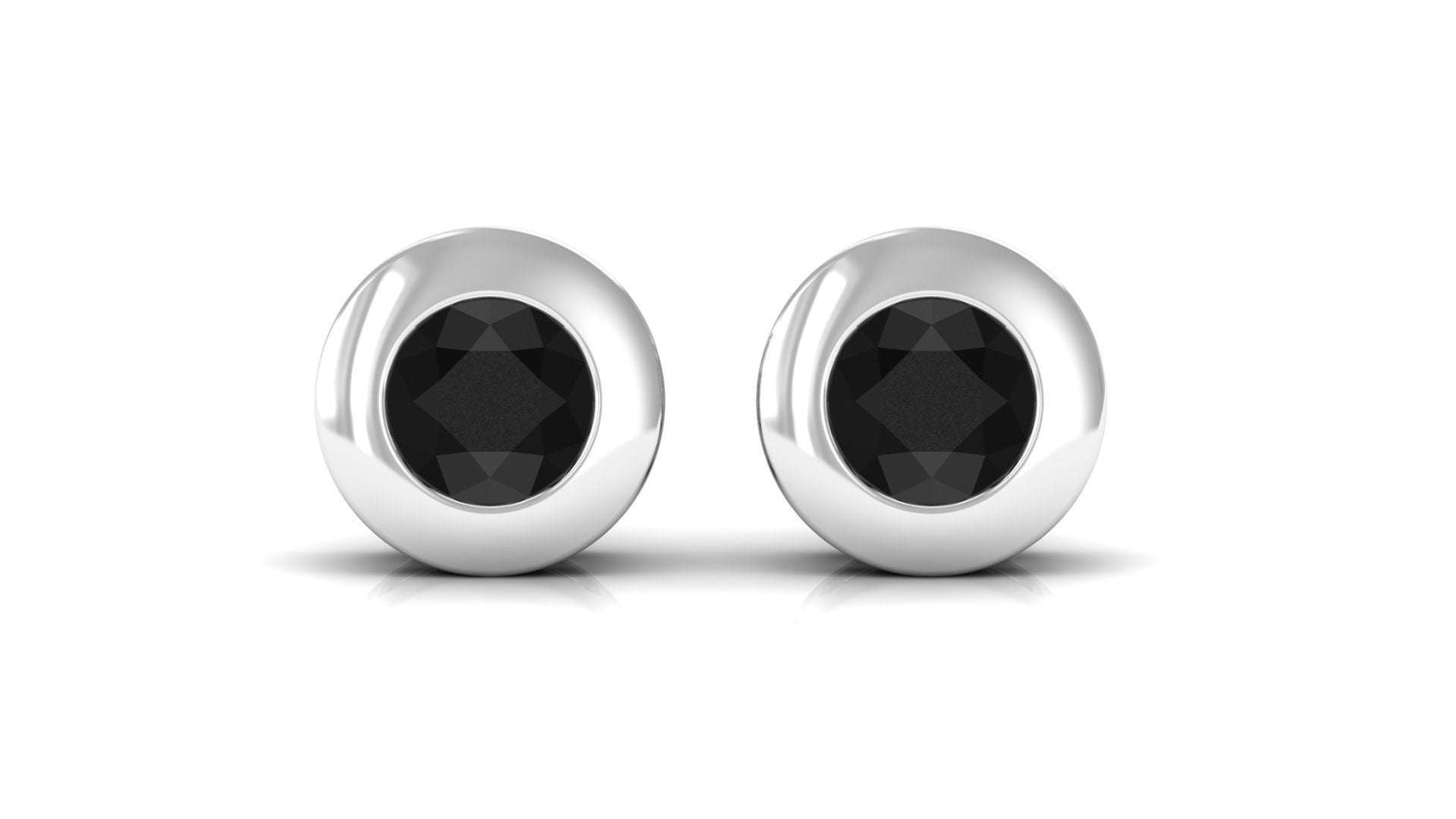 1/2 CT Bezel Set Round Black Onyx Solitaire Stud Earrings Black Onyx - ( AAA ) - Quality - Rosec Jewels