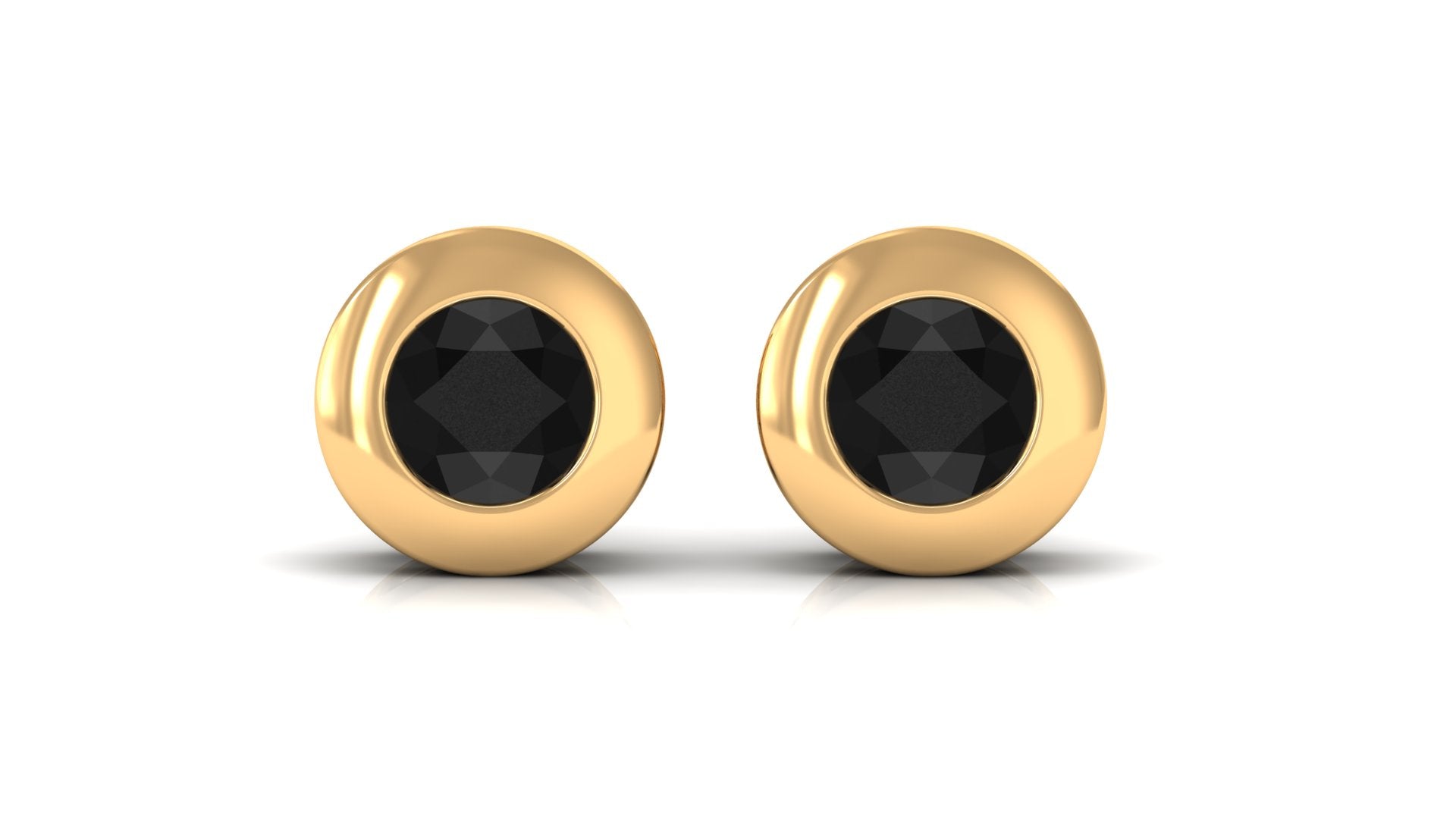 1/2 CT Bezel Set Round Black Onyx Solitaire Stud Earrings Black Onyx - ( AAA ) - Quality - Rosec Jewels