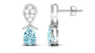 Real Aquamarine and Diamond Bridal Drop Earrings Aquamarine - ( AAA ) - Quality - Rosec Jewels