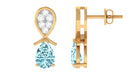 Real Aquamarine and Diamond Bridal Drop Earrings Aquamarine - ( AAA ) - Quality - Rosec Jewels