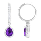 3.25 CT Classic Amethyst and Moissanite Hoop Drop Earrings Amethyst - ( AAA ) - Quality - Rosec Jewels