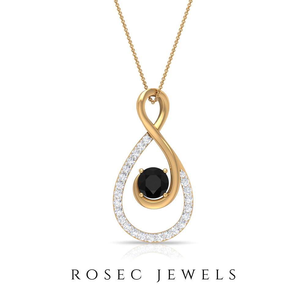 Black Diamond and Diamond Infinity Pendant Necklace Black Diamond - ( AAA ) - Quality - Rosec Jewels