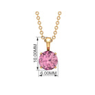 3/4 CT Pink Tourmaline Solitaire Pendant Necklace For Women Pink Tourmaline - ( AAA ) - Quality - Rosec Jewels