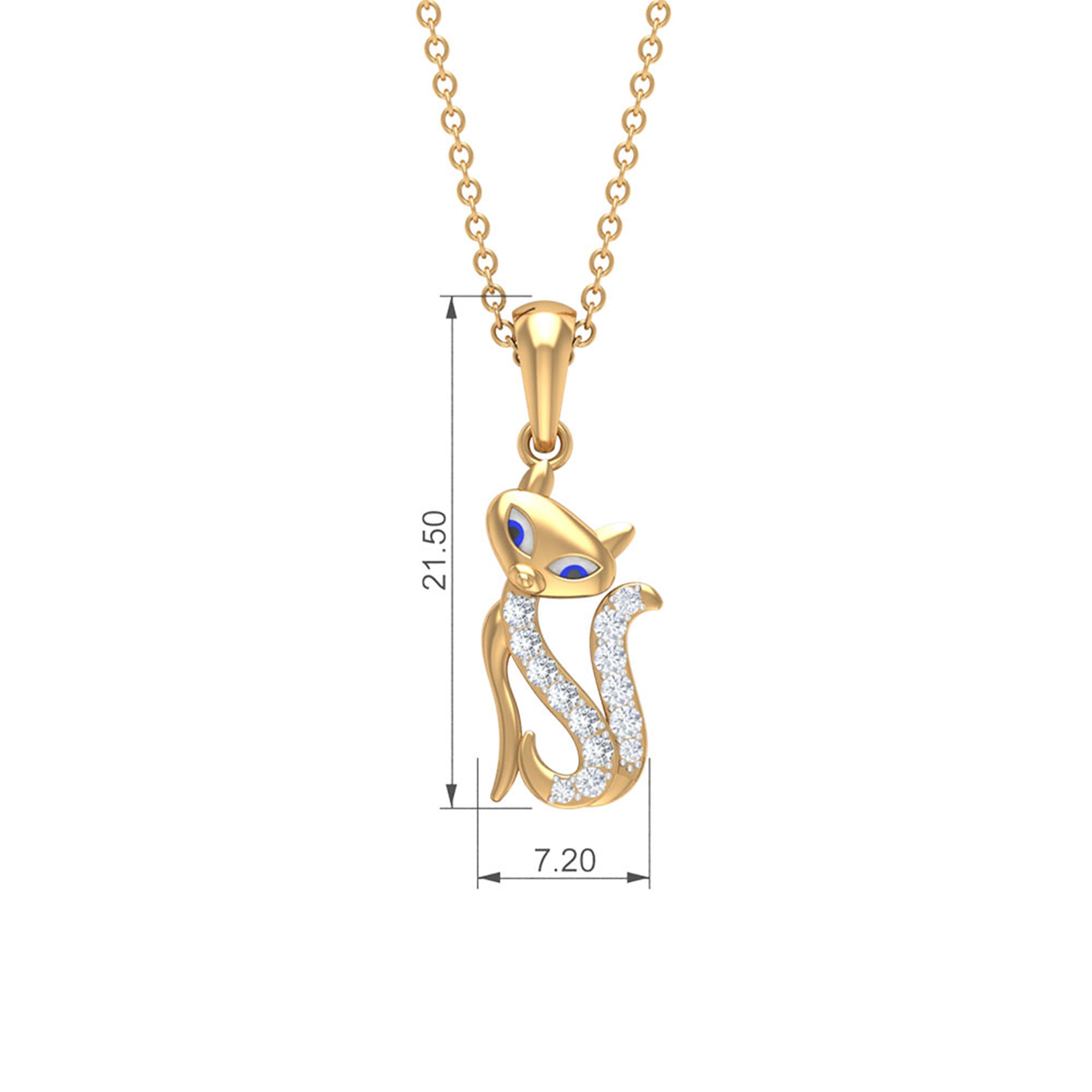 April Birthstone Diamond Kitty Charm Necklace For Women Diamond - ( HI-SI ) - Color and Clarity - Rosec Jewels