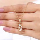 April Birthstone Diamond Kitty Charm Necklace For Women Diamond - ( HI-SI ) - Color and Clarity - Rosec Jewels