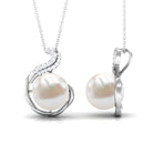 Freshwater Pearl Solitaire Pendant with Diamond Freshwater Pearl - ( AAA ) - Quality - Rosec Jewels