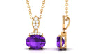 Elegant Oval Cut Amethyst Minimal Pendant with Diamond Amethyst - ( AAA ) - Quality - Rosec Jewels