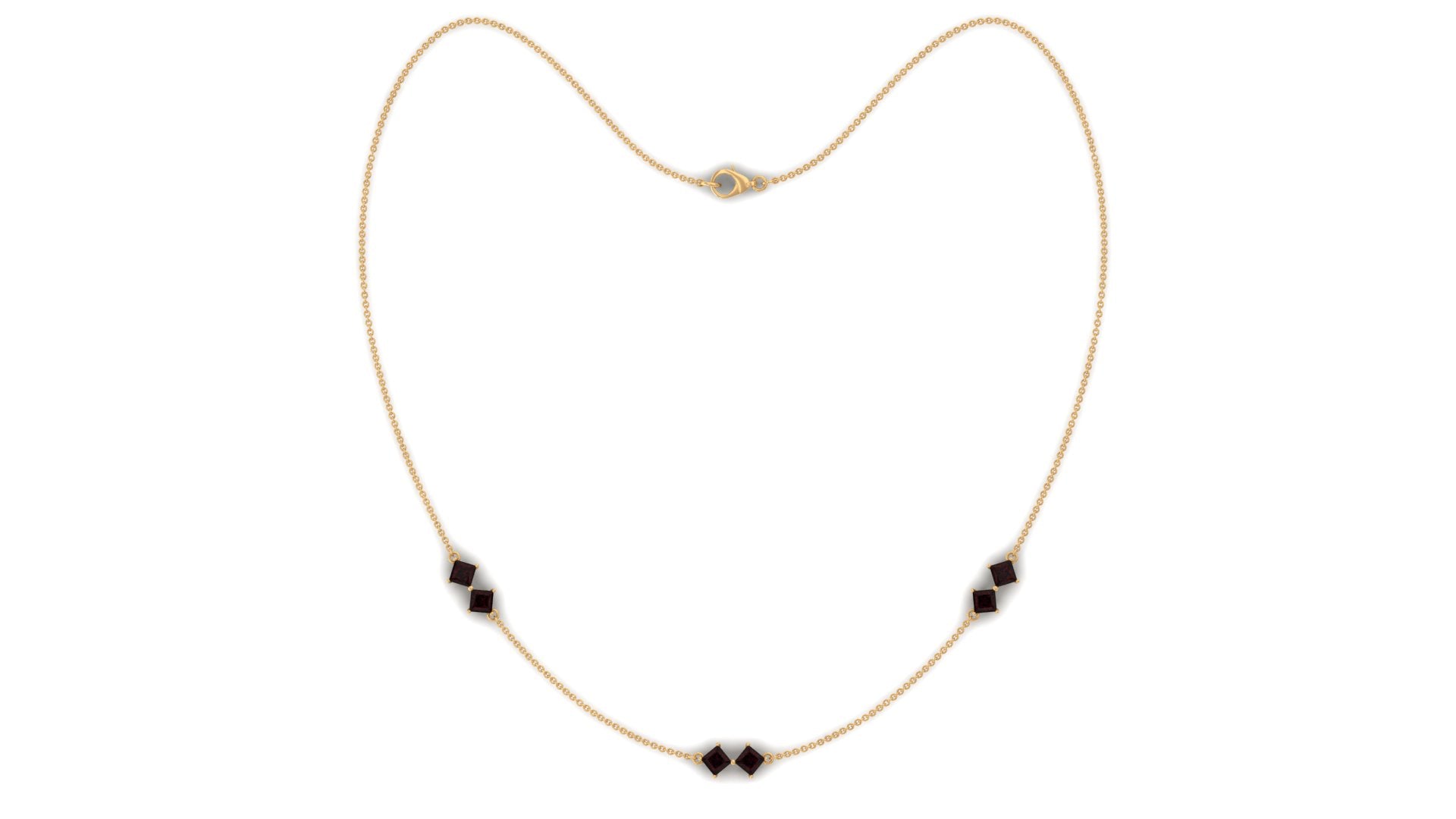 Simple Garnet Station Chain Necklace Garnet - ( AAA ) - Quality - Rosec Jewels