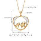 Diamond and Gold Heart Elephant Pendant Necklace Diamond - ( HI-SI ) - Color and Clarity - Rosec Jewels