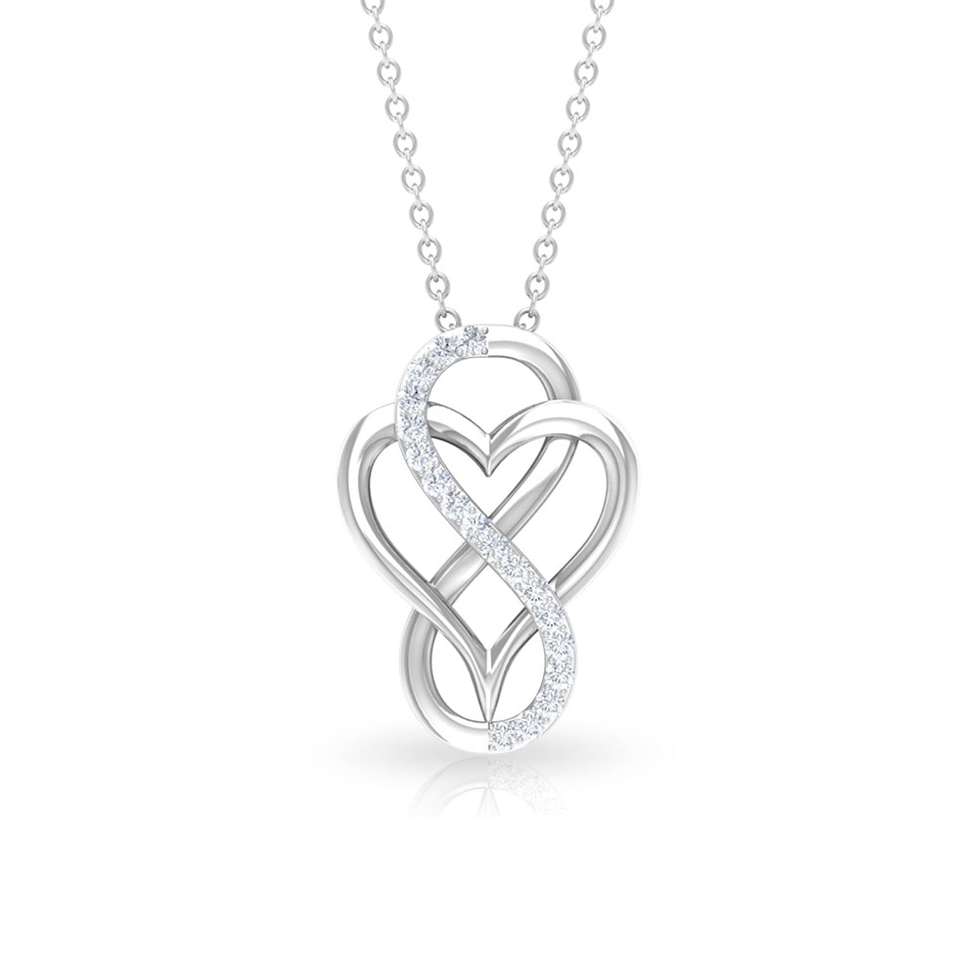 Diamond Infinity Heart Necklace for Women Diamond - ( HI-SI ) - Color and Clarity - Rosec Jewels