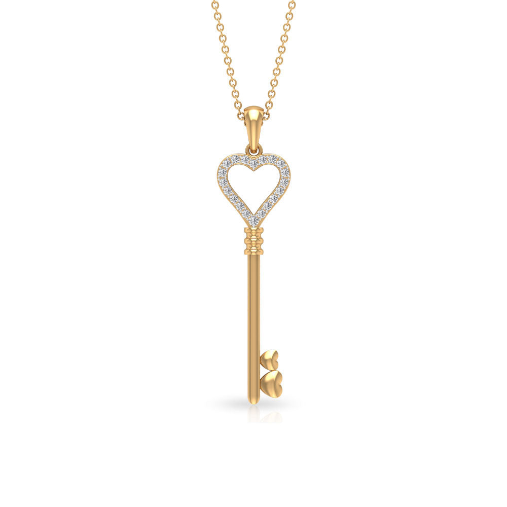 Open Heart Pendant Necklace with Cubic Zirconia Zircon - ( AAAA ) - Quality - Rosec Jewels