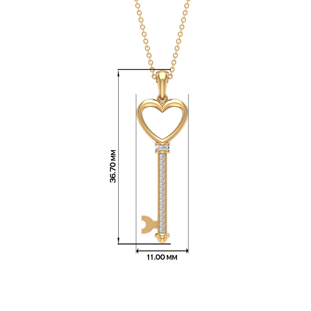 Cubic Zirconia Open Heart key Pendant Zircon - ( AAAA ) - Quality - Rosec Jewels