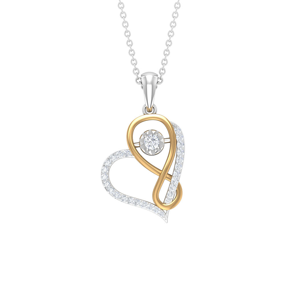 Cubic Zirconia Interlock Heart Infinity Pendant Zircon - ( AAAA ) - Quality - Rosec Jewels